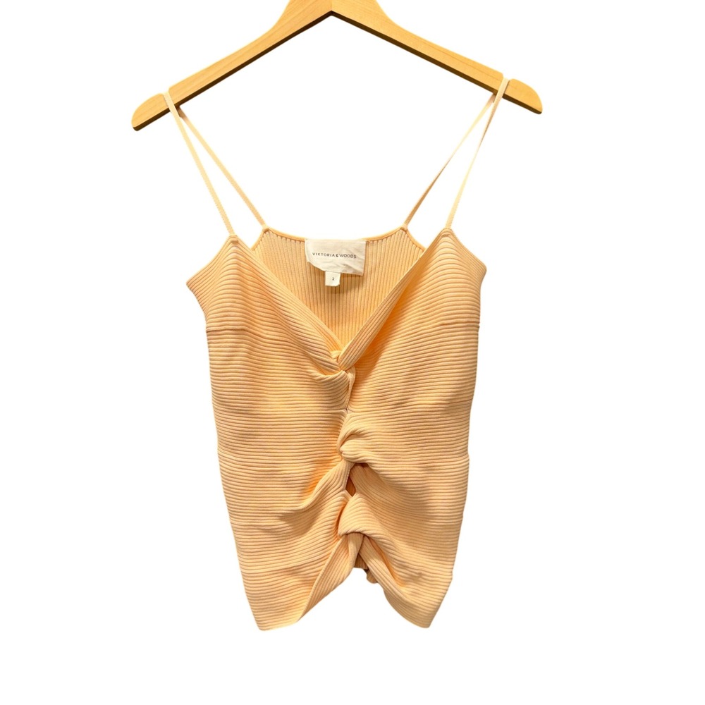 Viktoria & Woods Strobe Top Womens 2 US Medium Ribbed Knot Front Peach Cami